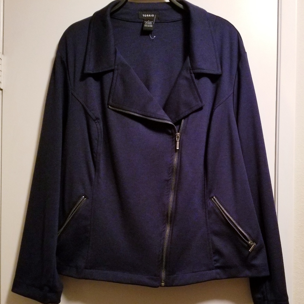 NEW Torrid Navy Sweater Moto Jacket